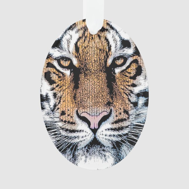 Tiger Portrait Graphic Style Ornament (Front)