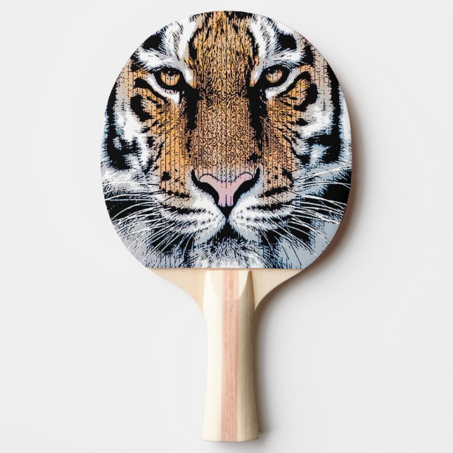 Tiger Portrait Graphic Style Ping-Pong Paddle (Front)
