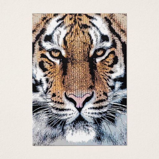 Customizable Tiger Portrait in Graphic Press Style Business Card Templates