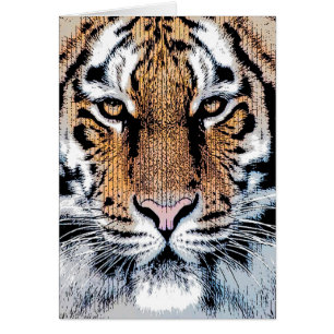 Tiger Portrait in Graphic Press Style Cards