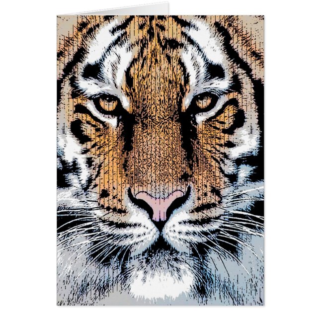 Tiger Portrait in Graphic Press Style Cards (Front)