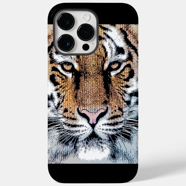 Tiger Portrait in Graphic Press Style Case-Mate iPhone Case (Back)