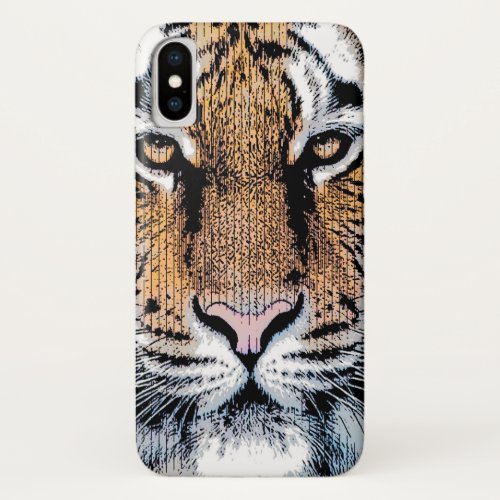 Tiger Portrait in Graphic Press Style iPhone XS Case