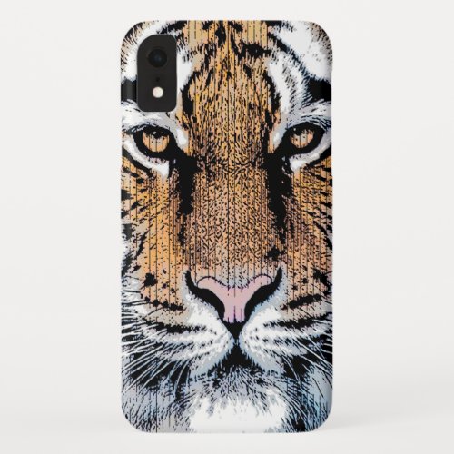 Tiger Portrait in Graphic Press Style iPhone XR Case