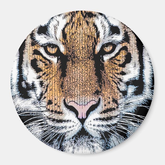 Tiger Portrait in Graphic Press Style Magnet (Front)