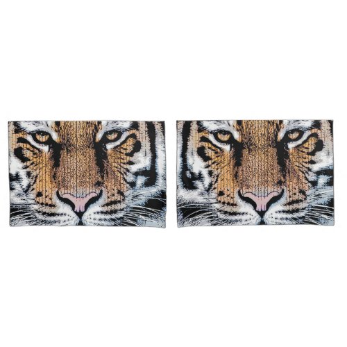 Tiger Portrait in Graphic Press Style Pillowcase