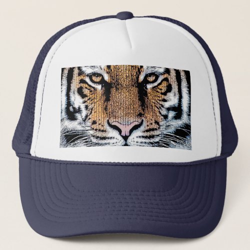 Tiger Portrait in Graphic Press Style Trucker Hat