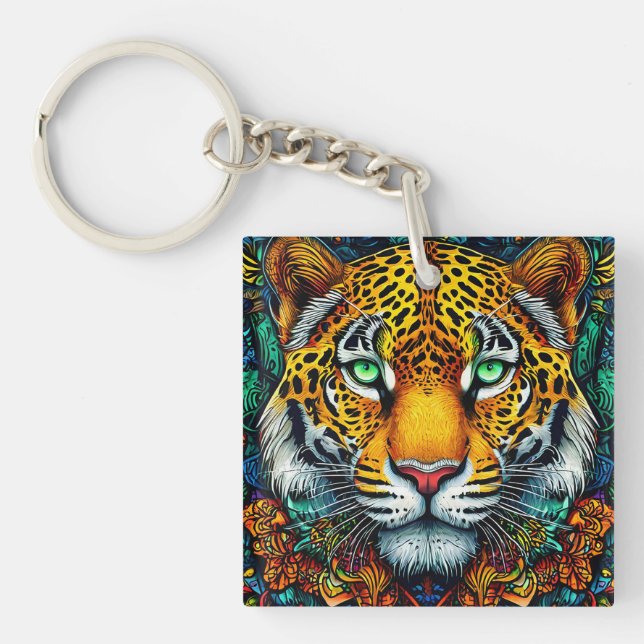 Tiger portrait keychain (Front)
