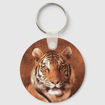 Tiger Portrait Keychain by stdjura at Zazzle
