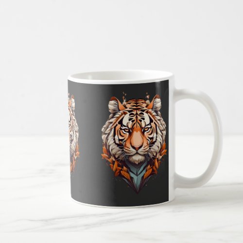 Tiger portrait minimalistic design orange color coffee mug