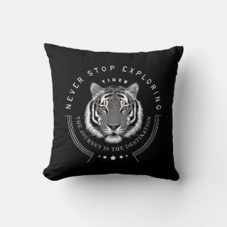 Tiger Portrait Never Stop Exploring Destination Throw Pillow
