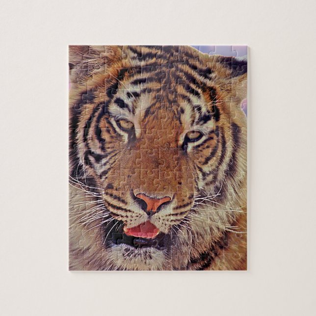 Tiger Portrait Photo With Sunset Jigsaw Puzzle (Vertical)