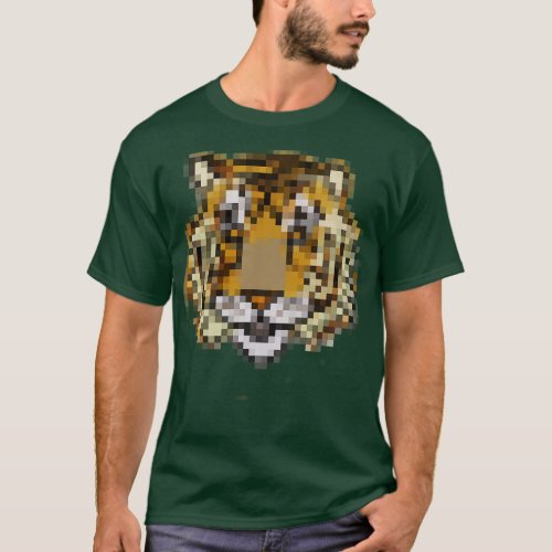 Tiger Portrait Pixelart T_Shirt