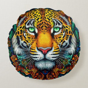 Tiger portrait round pillow