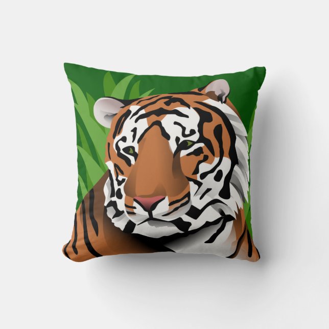 Tiger Portrait Throw Pillow (Front)