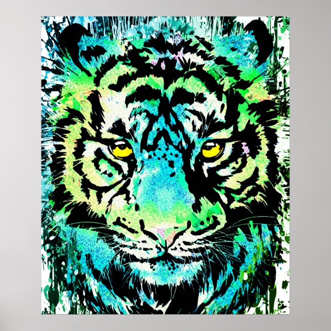 Tiger Poster Art - Colorful Tiger Eyes  (Front)