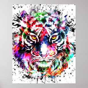 Tiger Poster Colorful Drawing Abstract Art