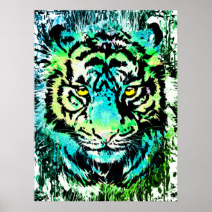Tiger Poster - Colorful Tiger Eyes