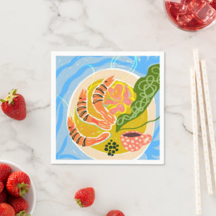 Tiger Prawns Shrimp Sea Food Platter Napkins