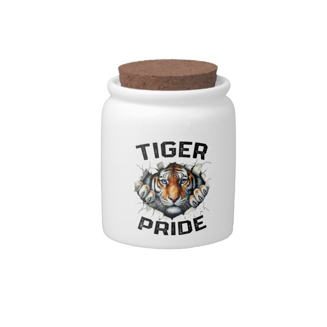 Tiger Pride Retro Tiger School Sports Team  Candy Jar (Front)
