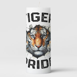 Tiger Pride Retro Tiger School Sports Team Pillar Candle