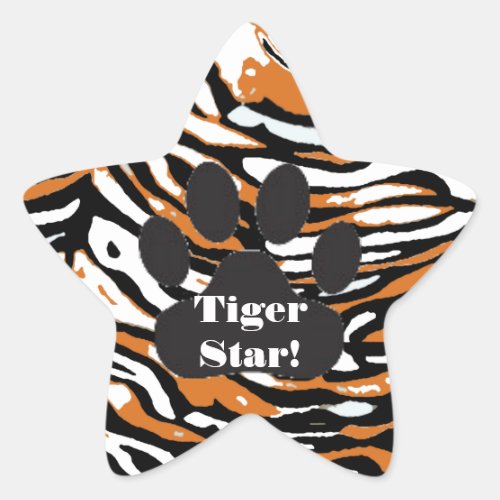 Tiger Print and Paw_Star Student Star Sticker