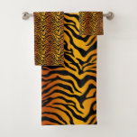 Tiger print bath towel set