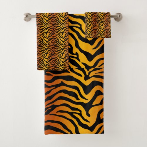 Tiger print bath towel set