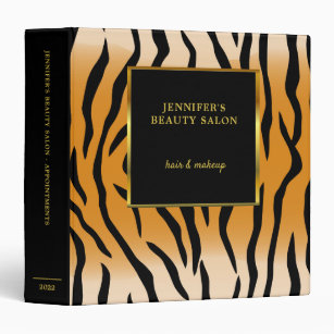 Tiger print black gold professional appointment 3 ring binder