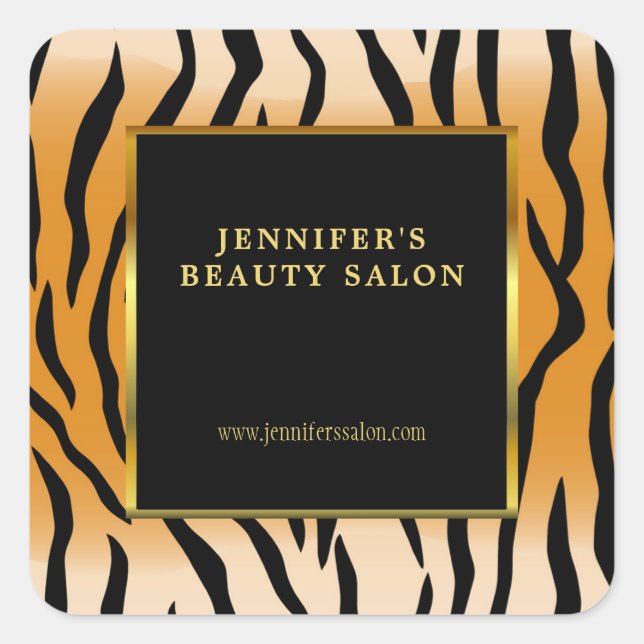 Tiger print black gold promotional professional square sticker (Front)