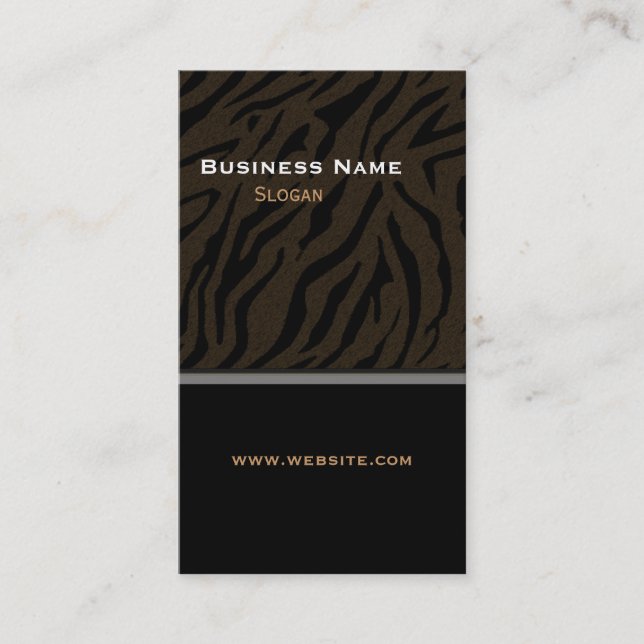 Tiger Print Black Masculine Business Card (Front)