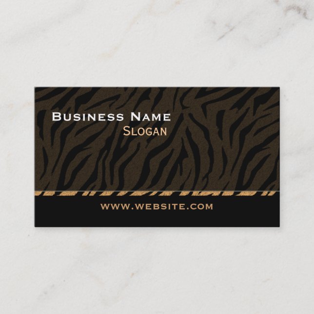 Tiger Print Black Masculine Business Card (Front)