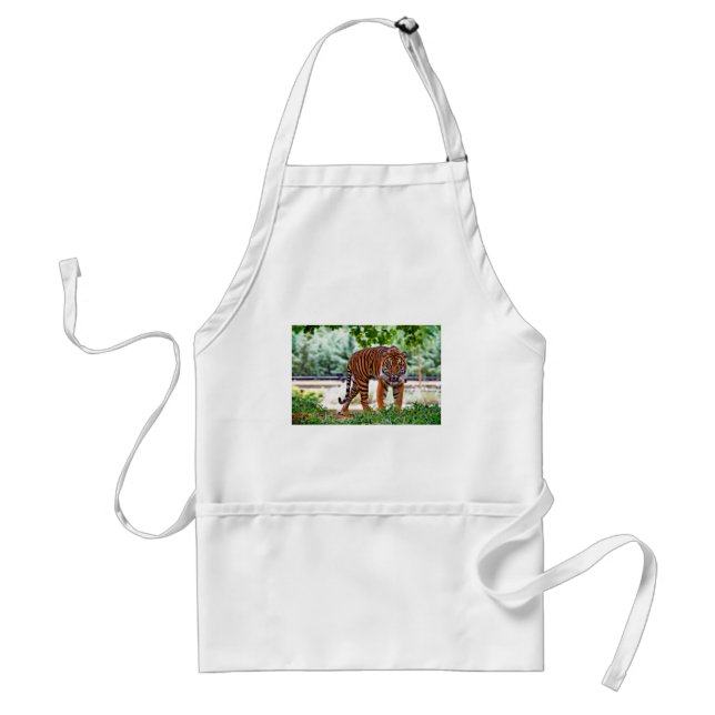 tiger print cat custom personalize Anniversaries Adult Apron (Front)