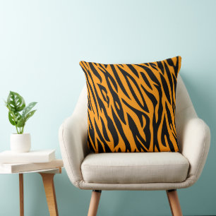 Tiger Print - Classic Animal Stripe Pattern  Throw Pillow