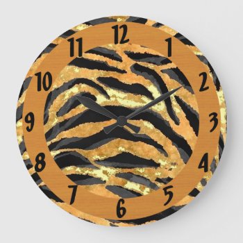 Tiger Print Clock by manewind at Zazzle