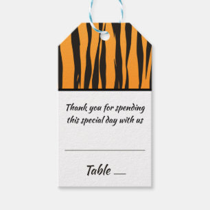 Tiger Print Gold Black Stripe Escort Place Card Gift Tags