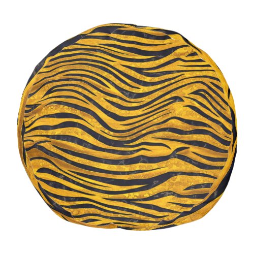 Tiger Print _ Gold Clusters Pouf