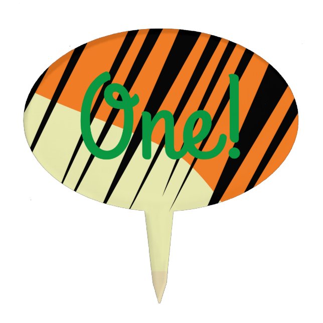 Tiger Print Kid's Birthday Party Wild One Safari Cake Topper (Front)