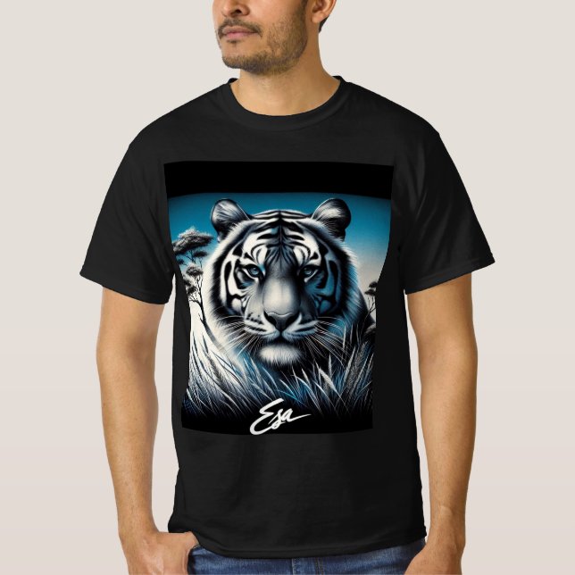 Tiger print on a tee-shirt T-Shirt (Front)