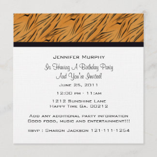 Tiger Print Party Invitations