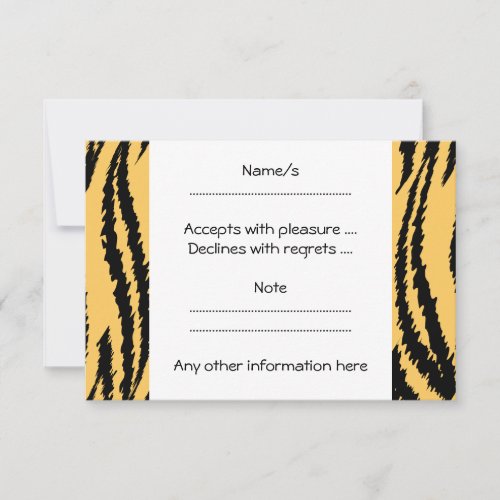 Tiger Print Pattern. Orange and Black. Invitation