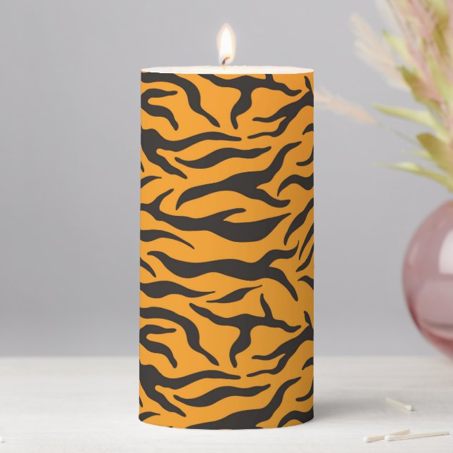 Tiger Print Pillar Candle (In Situ)