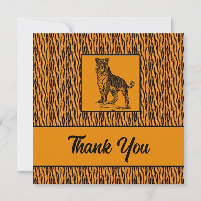 Tiger Print Professional Business Thank You Card (Front)