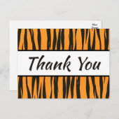 Tiger Print Thank You Gold Black Stripe Wedding Postcard (Front/Back)