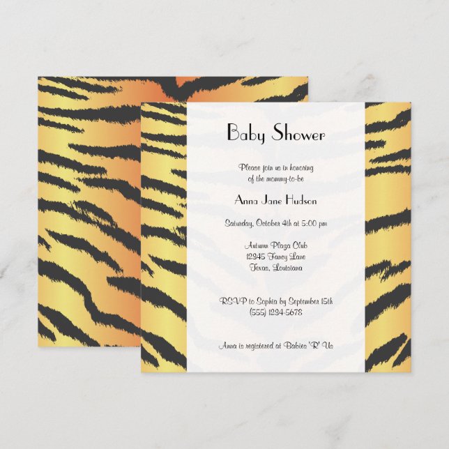Tiger Print, Tiger Stripes, Jungle, Baby Shower Invitation (Front/Back)