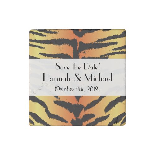 Tiger Print Tiger Stripes Jungle Save The Date Stone Magnet