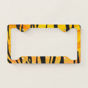 Tiger Print with Orange License Plate Frame