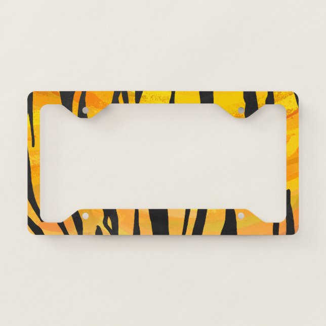 Tiger Print with Orange License Plate Frame (Front)