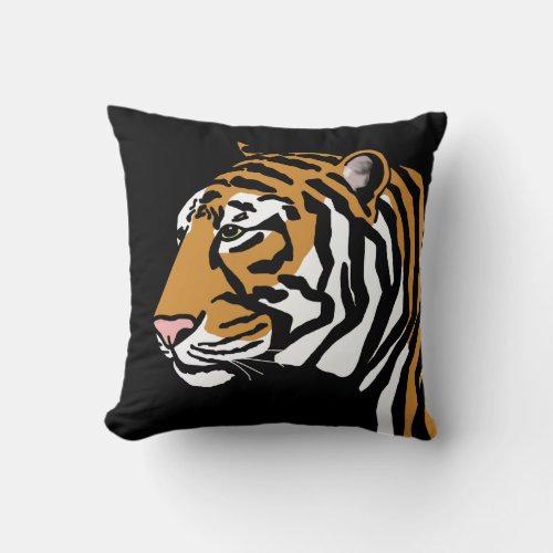 Tiger Profile Portrait Throw Pillow