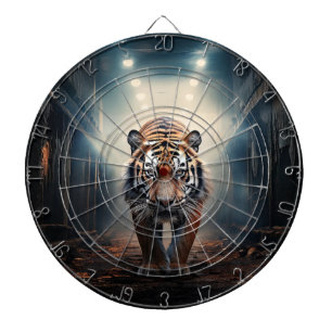 Tiger prowling in surreal forest No 2 Dart Board